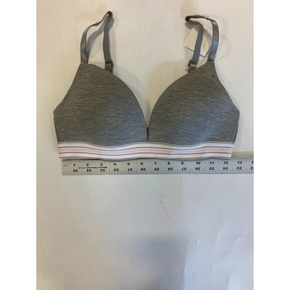 C & C California Women's Wireless Bra Plunge Ribbed Heather Grey 294295 Size 34B - Picture 9 of 10